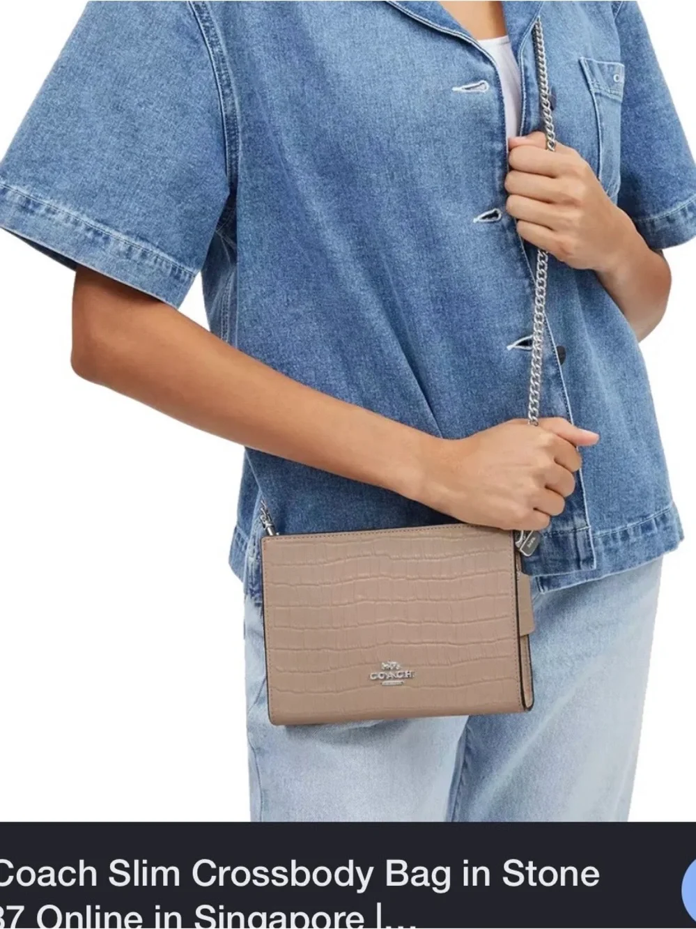 Coach SLIM CROSSBODY NOVELTY LEATHER in stone